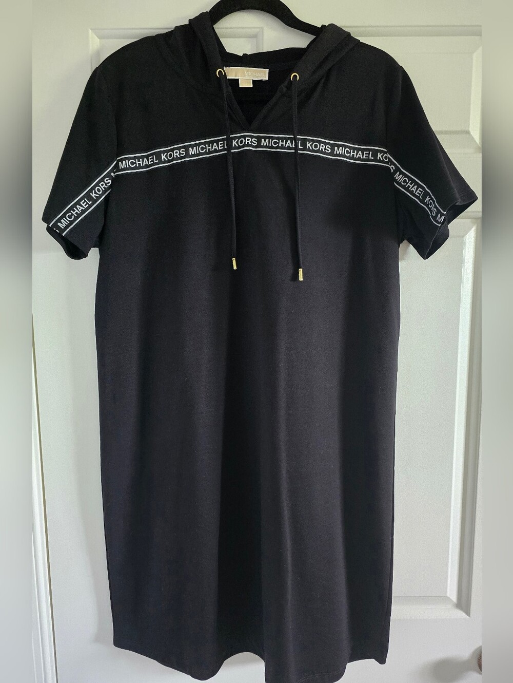 💥Michael Kors Black Hooded Logo-Trim Sport Dress💥 Size XL💥